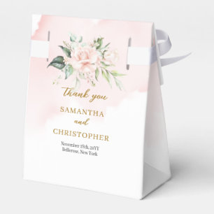 Charmante hellrosa Rose Grün & Goldhochzeit Geschenkschachtel