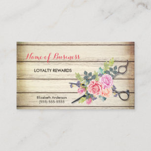 Charmante Holzschere und Rose Salon Loyalität III Treuekarte