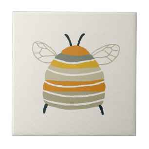Charmante Honigbiene im Mid-Century-Stil Fliese