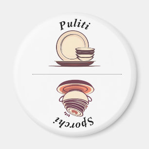 Charmante italienische Sprache Sauberkeit/Geschirr Magnet