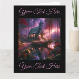 Charmante Kirche im Himmlischen Herbstwald Karte