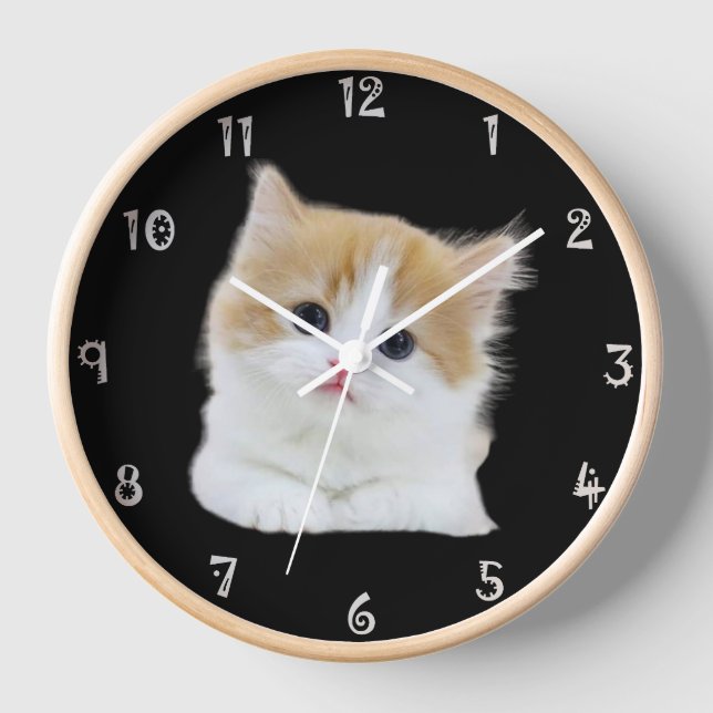 Charmante Kitten Adorable Timepiece Wall Clock Uhr (Vorderseite)