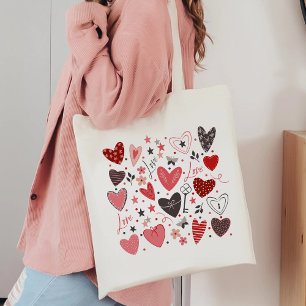 Charmante künstlerische Liebe Herz Tragetasche