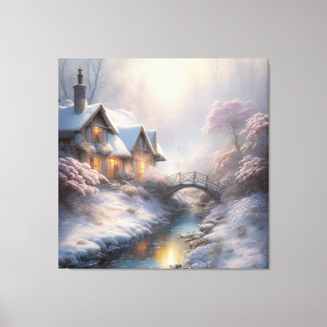 Charmante Landschaft Vintager Wintertag Leinwanddruck (Vorderseite)