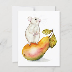 Charmante Maus auf einer Birne Postkarte