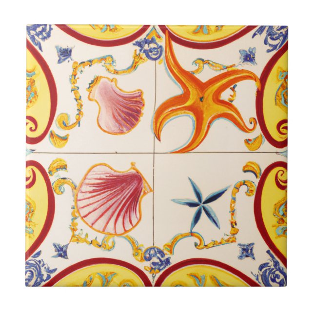 Charmante Muscheln und Starfish Fliese (Vorderseite)