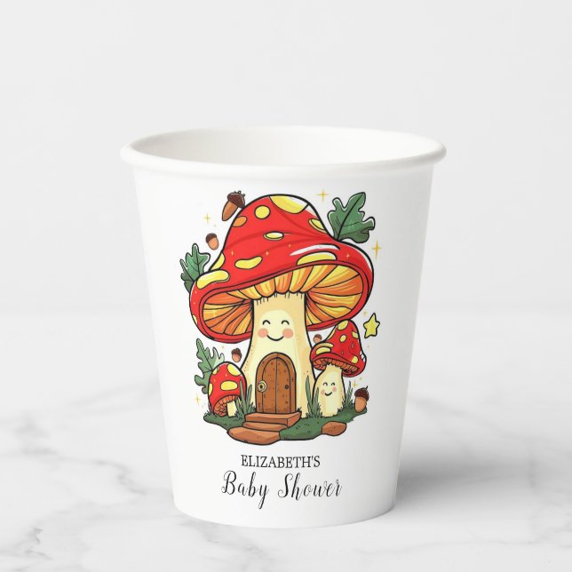 Charmante Niedliche Mushroom-Babydusche Pappbecher (Vorderseite)