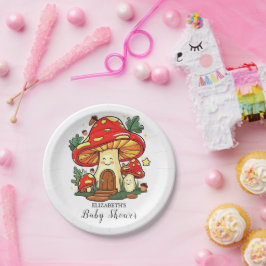 Charmante Niedliche Mushroom-Babydusche Pappteller