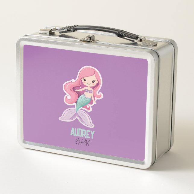 Charmante Niedliche Pastelmaid mit Kindernamen Metall Brotdose (Vorderseite)