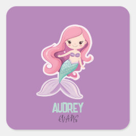 Charmante Niedliche Pastelmaid mit Kindernamen Quadratischer Aufkleber
