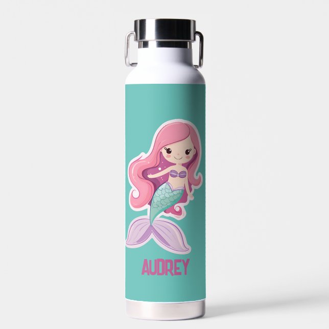 Charmante Niedliche Pastelmaid mit Kindernamen Trinkflasche (Vorne)