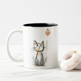 Charmante Orange Katze im Garten Illustration Zweifarbige Tasse
