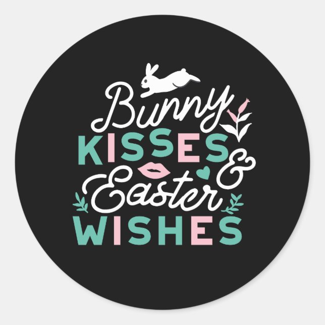 Charmante Ostertypografie Bunny Oster Runder Aufkleber (Vorderseite)