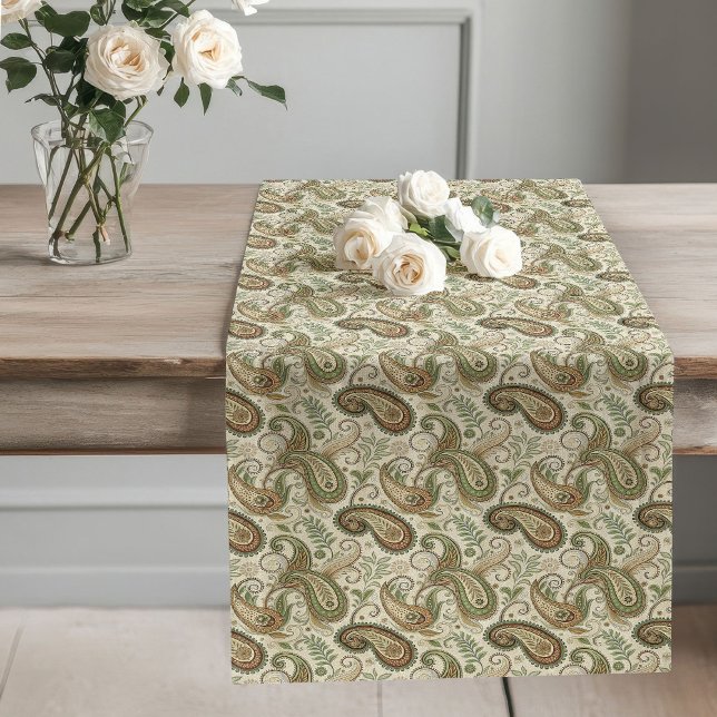 Charmante Paisley Earthy Bohemische Tischdekoratio Großer Tischläufer (Charming Paisley Earthy Bohemian Table Decor Long Table Runner)
