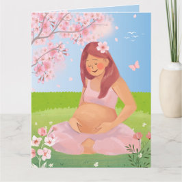 Charmante Pastel Schwangere Mama in der Natur Mutt Karte