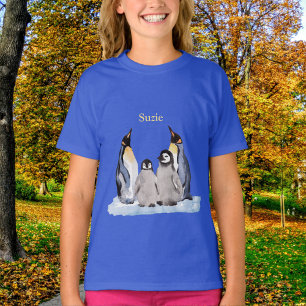 Charmante Penguin Familie mit Name T - Shirt