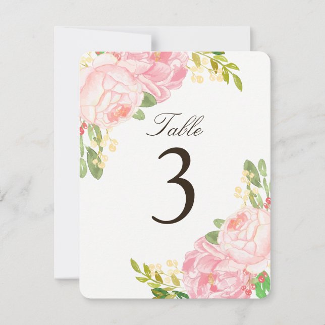 Charmante Pink Peony Tischnummer Cards (Vorderseite)