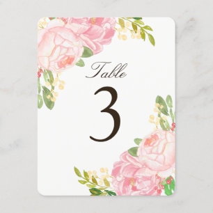 Charmante Pink Peony Tischnummer Cards