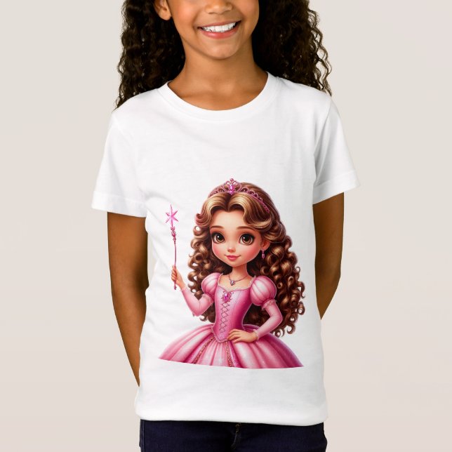 Charmante Prinzessin in rosa Kleid T-Shirt (Vorderseite)