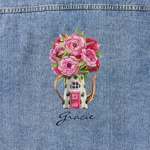 Charmante Rosen Fairytale Teapot Hütte Jeansjacke