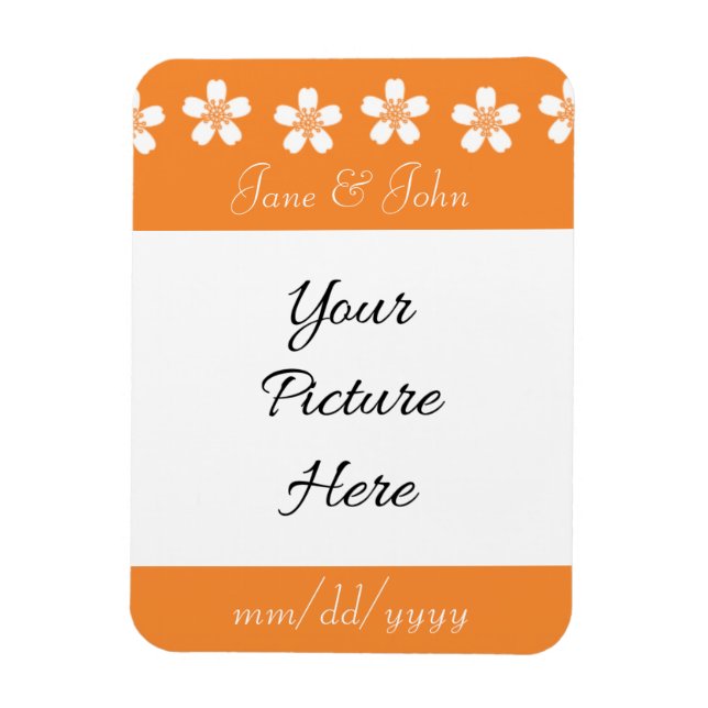 Charmante Sakura in Orange Rett-the-Date Magnet (Vertikal)