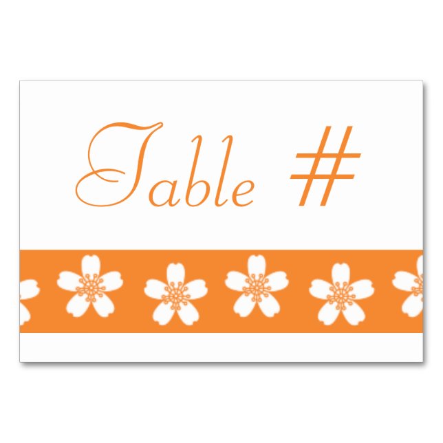 Charmante Sakura in Orange Table Card Tischnummer (Vorderseite)