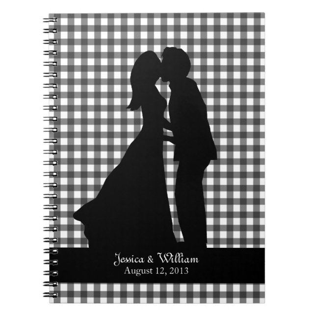 Charmante Silhouette Kissing Couple Wedding Notizblock (Vorderseite)