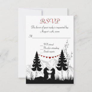 Charmante Silhouette Mountain Bears Hochzeit RSVP