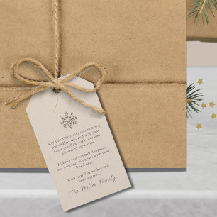 Charmante Snowflake-Feiertagsgeschenk-Tag Geschenkanhänger