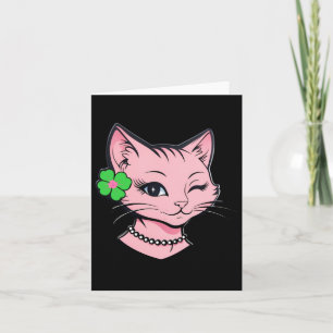 Charmante St.Patrick's Day Winking Cat mit Klee Karte