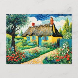 Charmante Strohhütte Hütte am Lush Garden Feiertagspostkarte