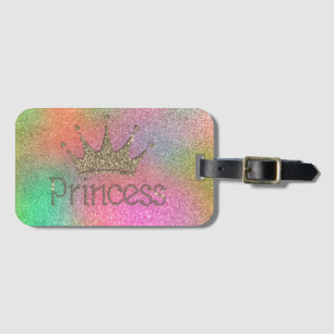 Charmante Tiara, Prinzessin, Farbiger Glitter Gepäckanhänger