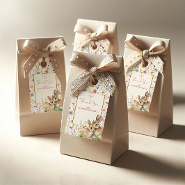 Charmante Twin Bunny Floral Neutral Baby Dusche Geschenkanhänger