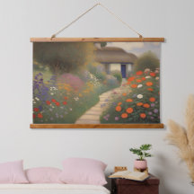 Charmante Vintage Hütte Landschaft Ölgemälde