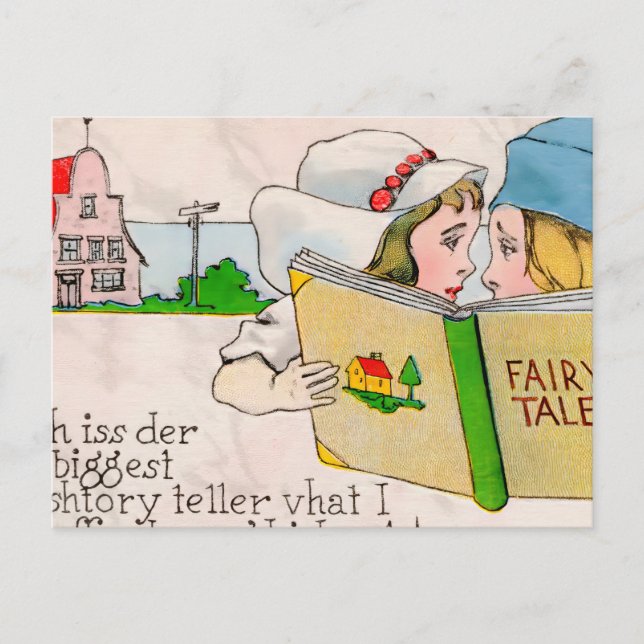 Charmante Vintage Märchen Illustration: Postkarte (Vorderseite)
