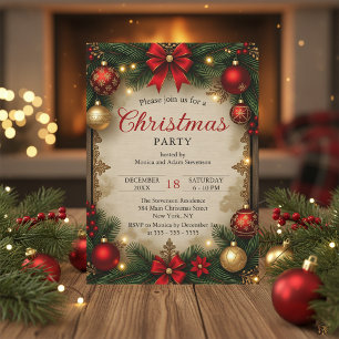 Charmante Vintage Rustikale Weihnachtsfeier Einladung