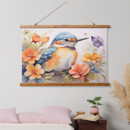 Charmante Vogelfreunde Wandteppich Mit Holzrahmen