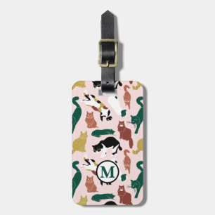 Charmante, von Hand gezeichnet Katzen auf rosa Hin Gepäckanhänger