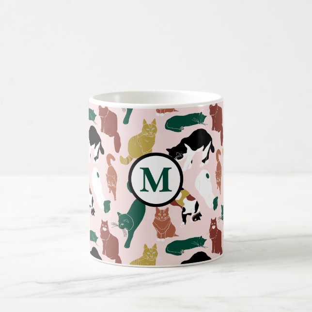 Charmante, von Hand gezeichnet Katzen auf rosa Hin Kaffeetasse (Mittel)