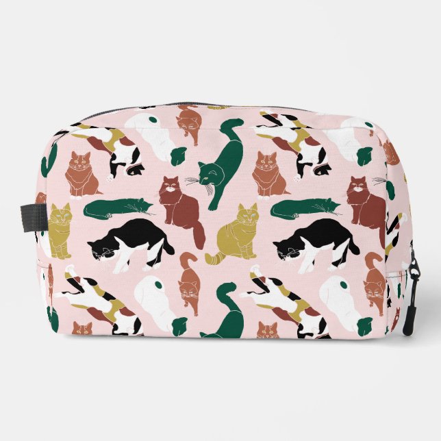 Charmante, von Hand gezeichnet Katzen auf rosa Hin Waschbeutel (Vorderseite)