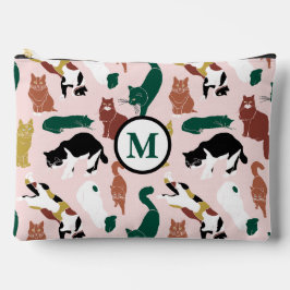 Charmante, von Hand gezeichnet Katzen auf rosa Hin Zubehörtasche