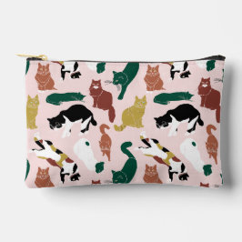 Charmante, von Hand gezeichnet Katzen auf rosa Hin Zubehörtasche