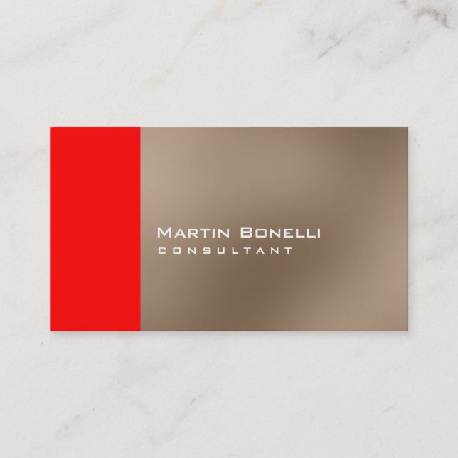 Charmante Warme, beige Red Strip Business Card Visitenkarte (Vorderseite)