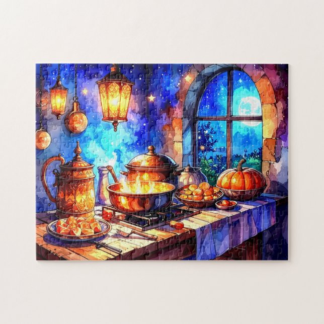 Charmante warme gemütliche Küche Kochen  Puzzle (Horizontal)