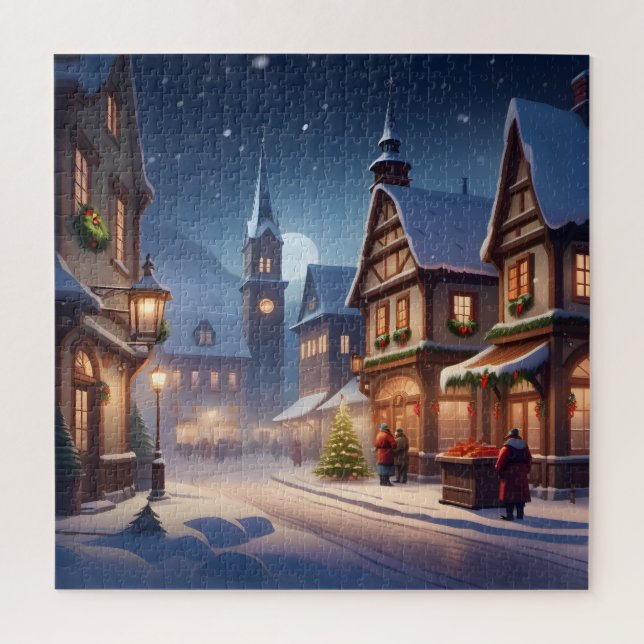 Charmante Weihnachtsdörfchen Winterherrschaft Puzzle (Vertikal)