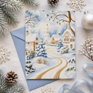 Charmante Weihnachtskarte des schneebedeckten Dorf Feiertagskarte