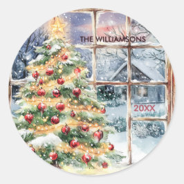 Charmante Weihnachtsschneegeschenke Runder Aufkleber