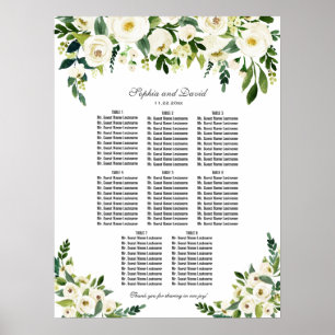Charmante weiße Blume Hochzeitskarte Poster
