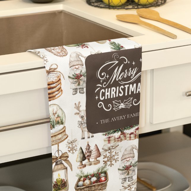 Charmante Winterlandschaft mit Vogel und Geschenke Geschirrtuch (Von Creator hochgeladen)