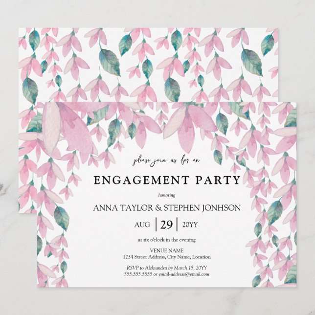 Charmante Wisteria Engagement Party Einladung (Vorne/Hinten)